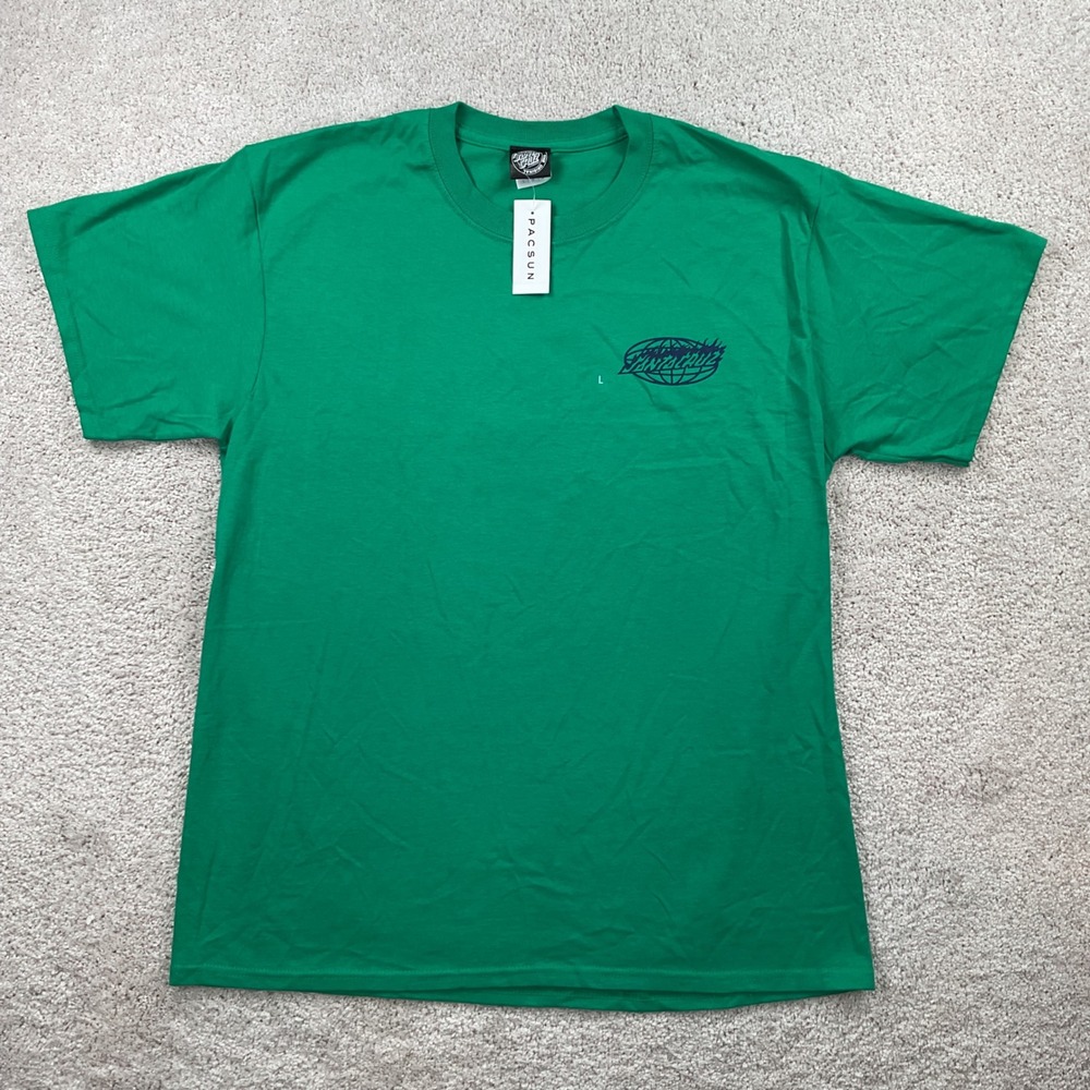 Santa Cruz Mens Green Globe Flame Graphic T-Shirt Large New PacSun Skateboards